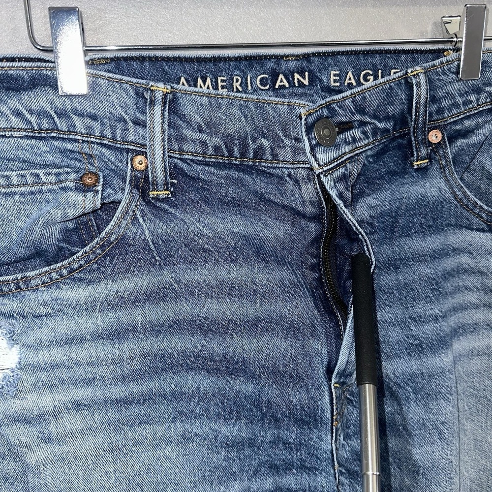 American Eagle Jeans Straight Blue Distressed Stretch Men's (Fits 38x29) - Picture 2 of 9